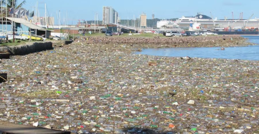 Household waste in the Port of Durban after the 2019 floods. Photo courtesy of Douw Steyn, Plastic SA